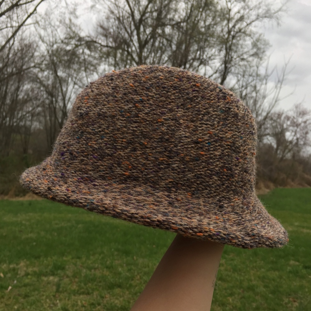 VINTAGE Tweed Fedora Light Brown/Colorful Speckles